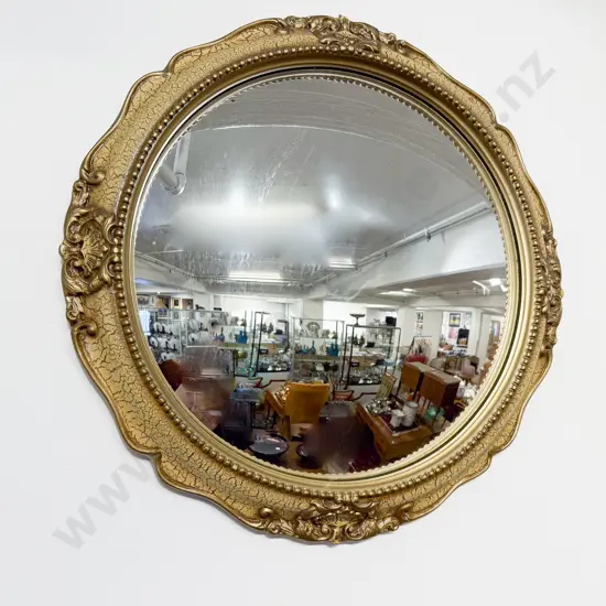 Small Gilt Framed Circular Convex Mirror