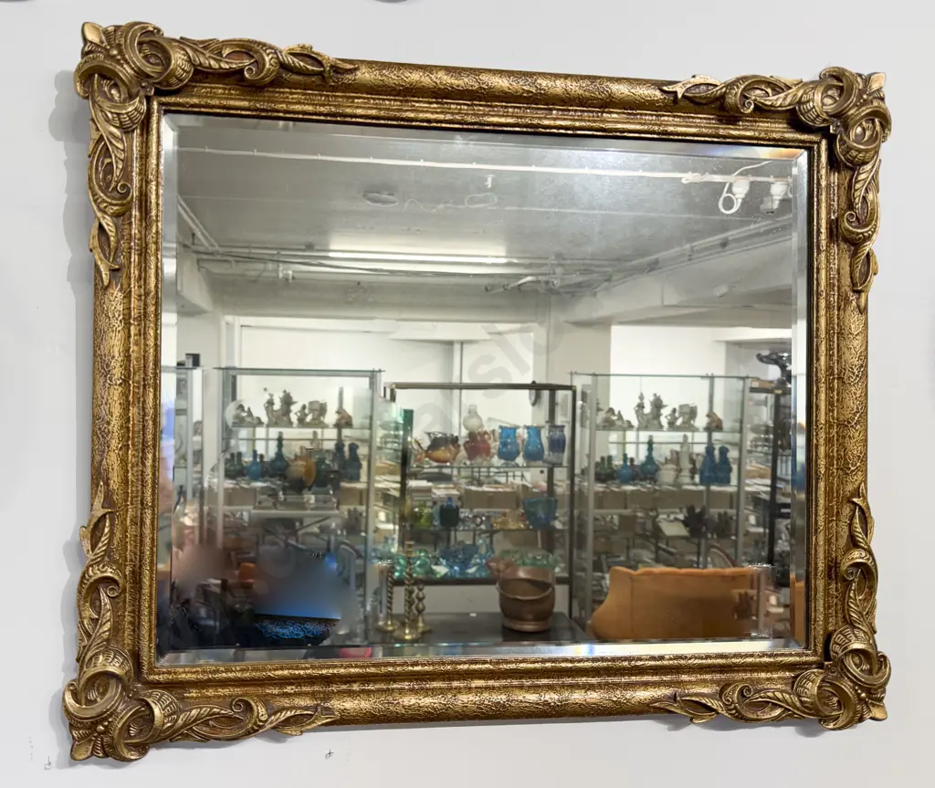 Gilt Framed Oblong Beveled Wall Mirror Image 1++