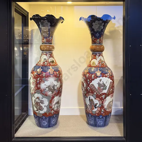 Massive Pair Late C19th Imari Pattern Vases
