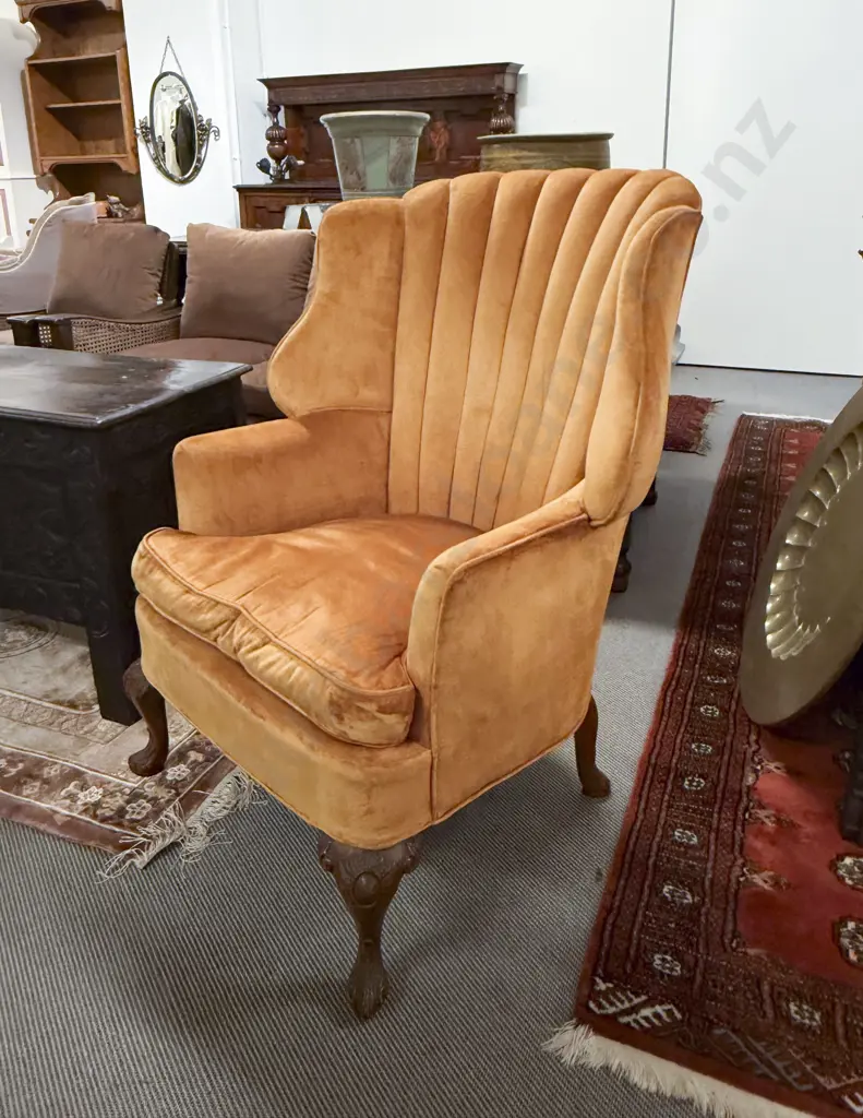 C18th Style Barrel Back Wing Armchair Image 1++