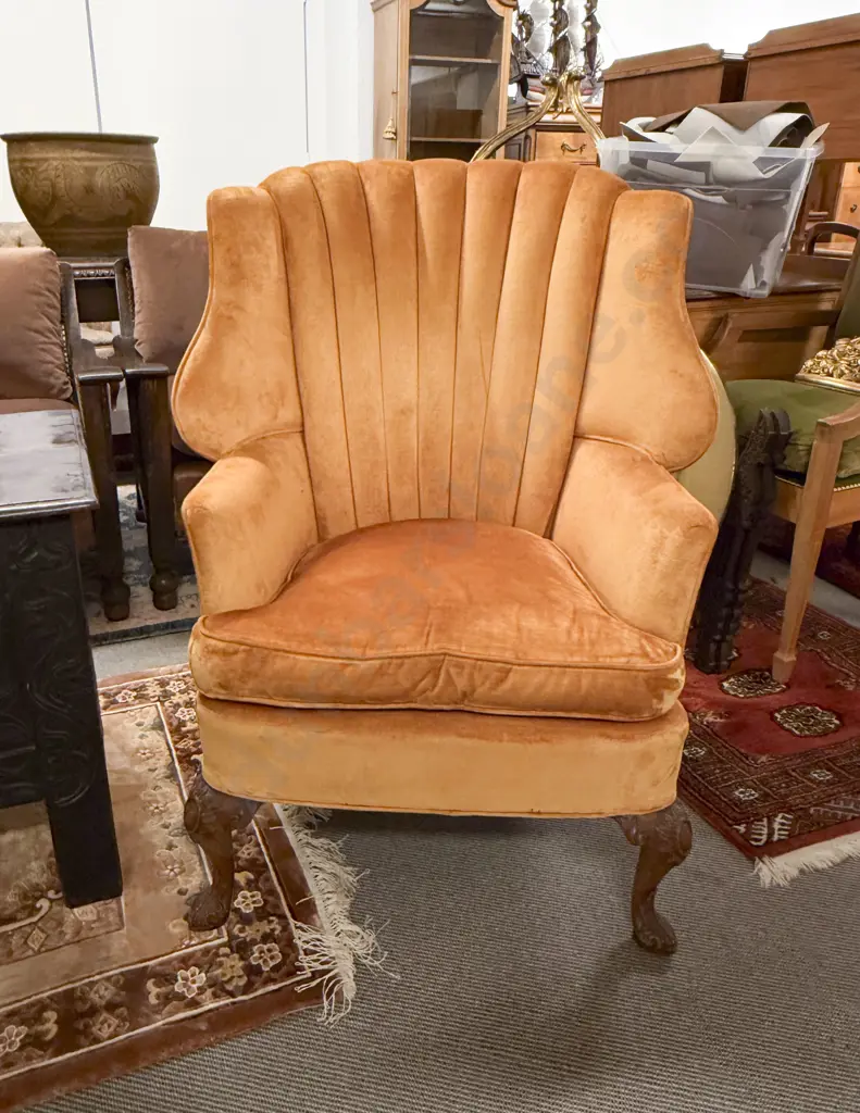 C18th Style Barrel Back Wing Armchair Image 1++