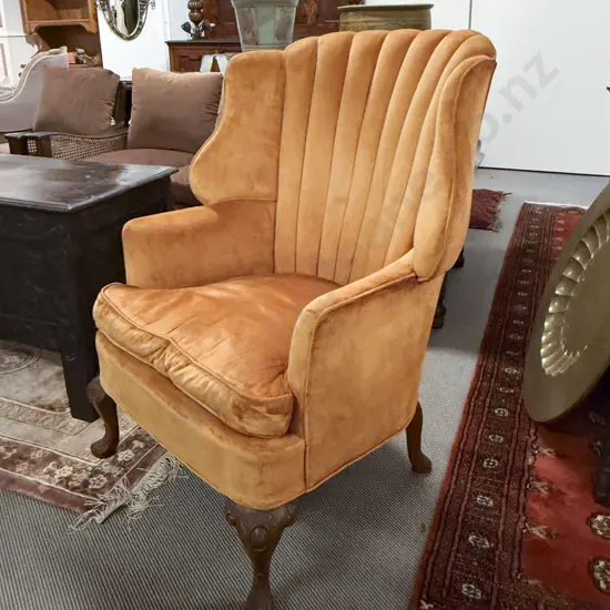 C18th Style Barrel Back Wing Armchair