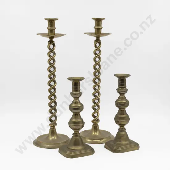 Two Pairs Brass Candlesticks