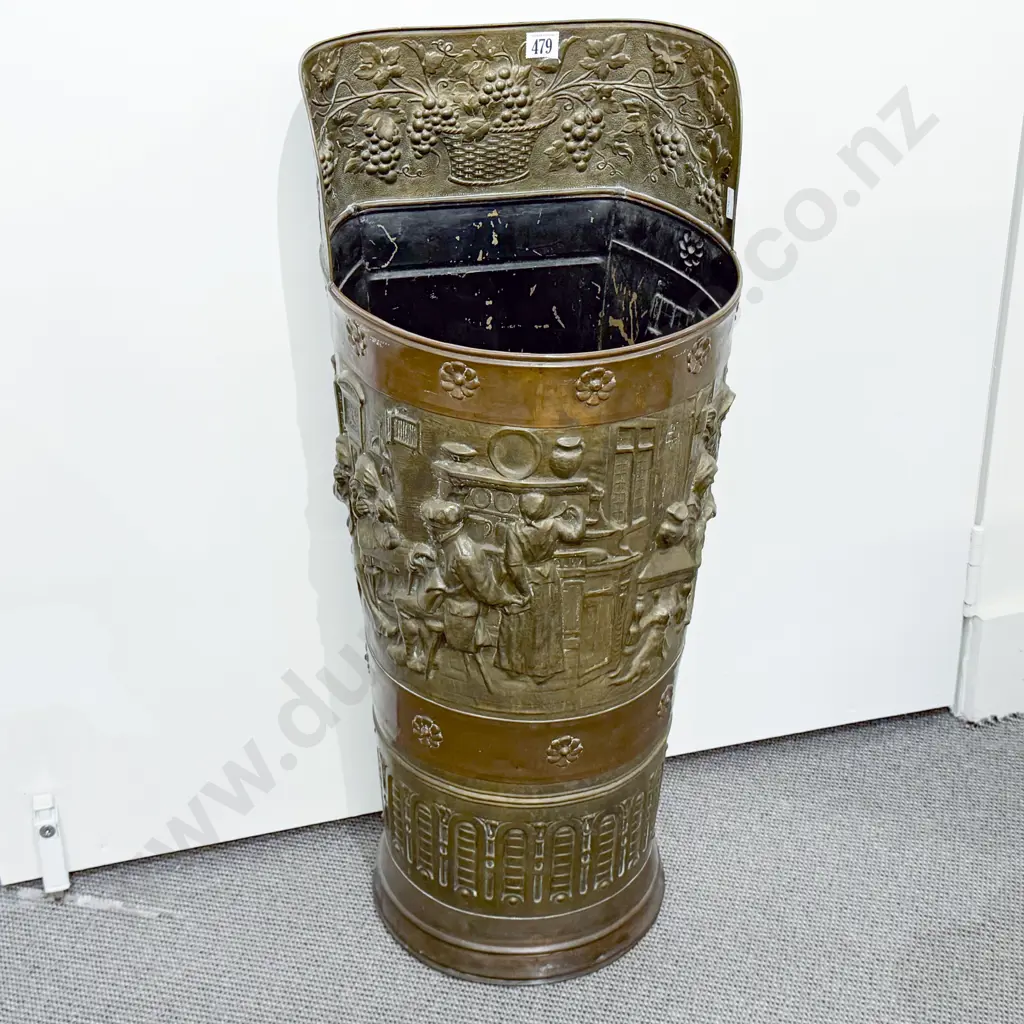 Embossed Brass Coal Hod Image 1++