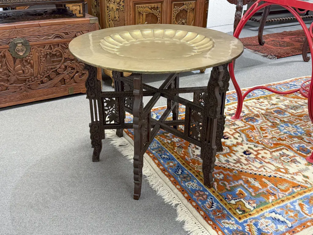 Indian Brass Top Occasional Table Image 1++