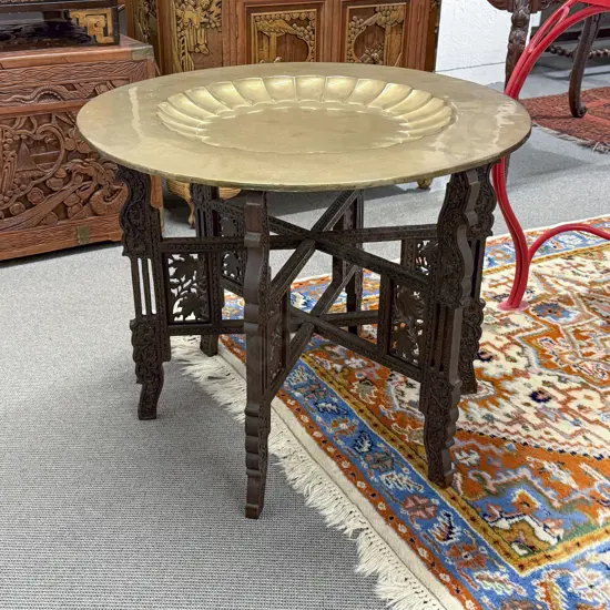 Indian Brass Top Occasional Table