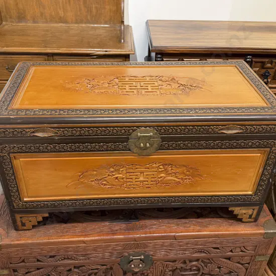 Carved Camphorwood Trunk of Neat Proportions