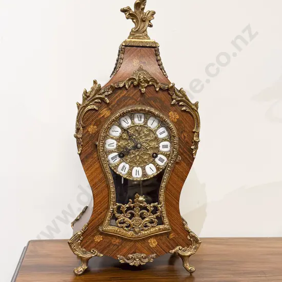 Reproduction Kingwood & Inlaid Mantel Clock