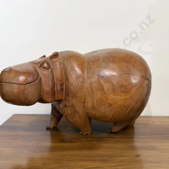 Wooden Hippo Ornament
