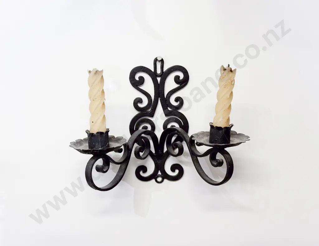 Wrought Metal Two Branch Candleholder Image 1++