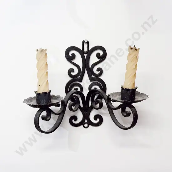 Wrought Metal Two Branch Candleholder