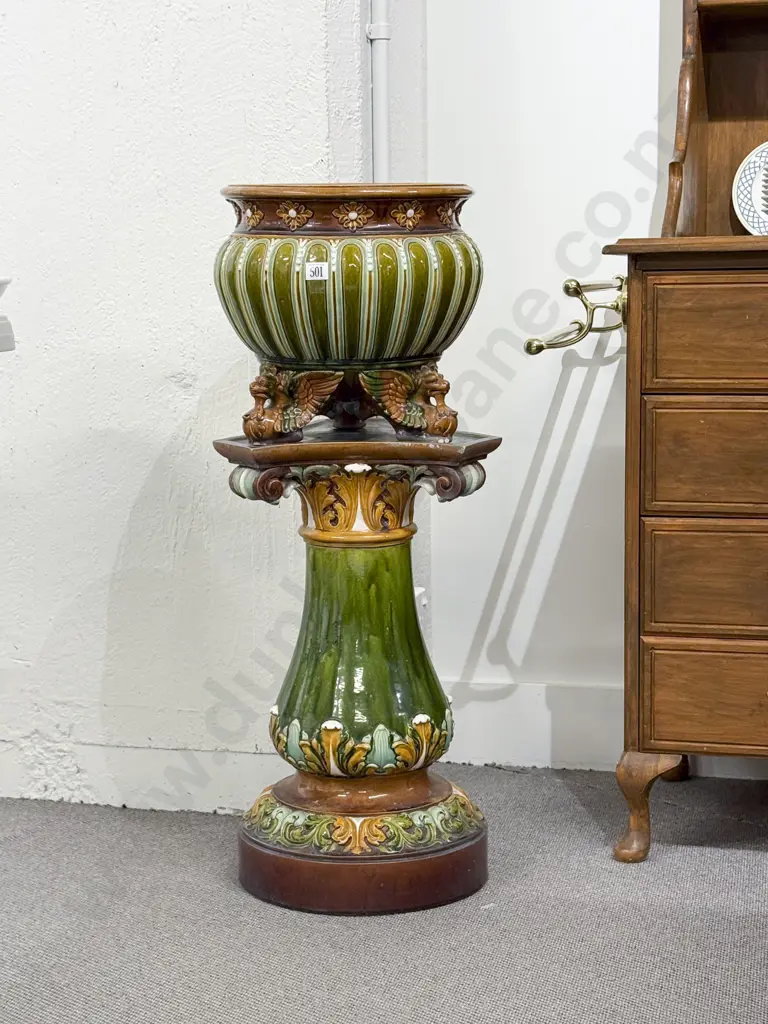 Doulton Lambeth Jardiniere and Pedestal Image 1++