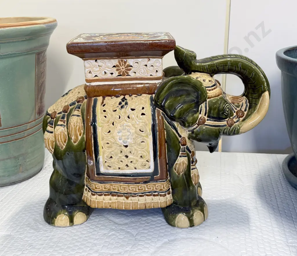 Modern Glazed Elephant Veranda Stool Image 1++