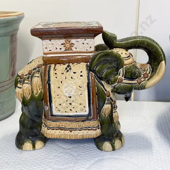 Modern Glazed Elephant Veranda Stool