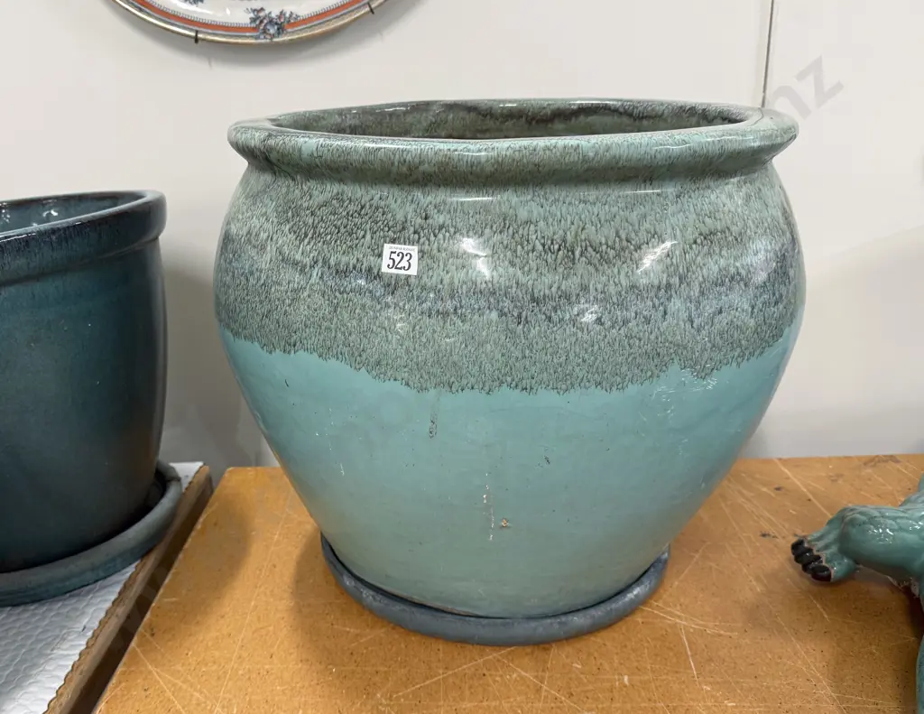 Modern Turquoise Planter & Drip Tray Image 1++