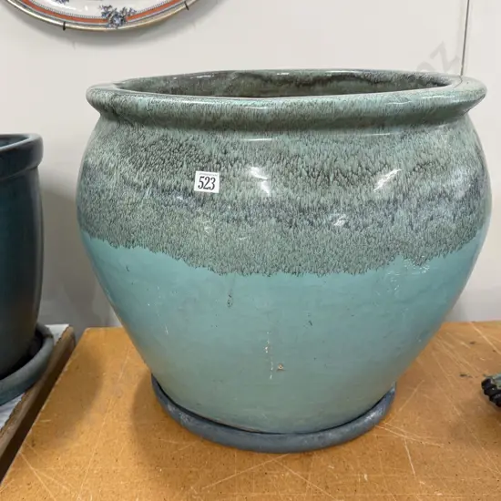 Modern Turquoise Planter & Drip Tray