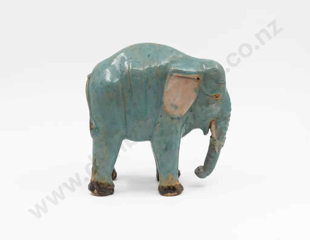 Turquoise Glazed Elephant Ornament Image 1++