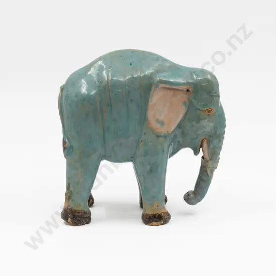 Turquoise Glazed Elephant Ornament