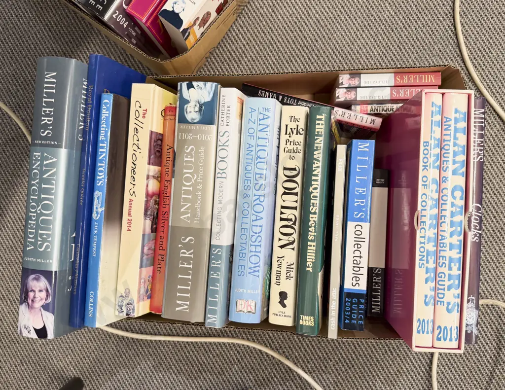 Box Lot of Assorted Books Relating To Antiques & Collecting Image 1++