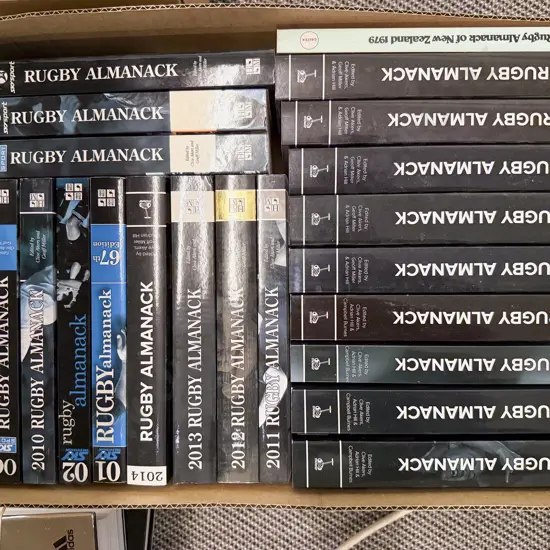 Box of Assorted Rugby Almanacs