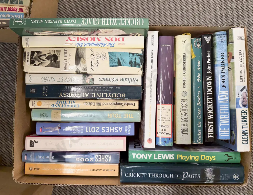 Box of Assorted Books - Cricket Interest Image 1++