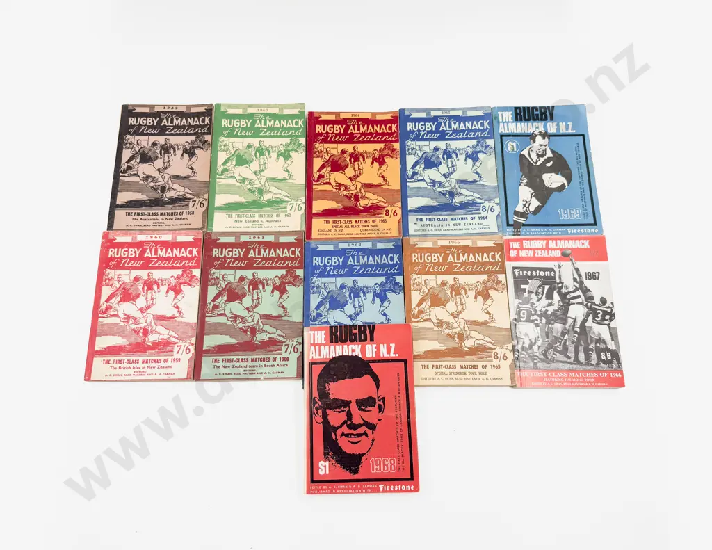 Eleven Editions of The Rugby Almanac Mostly 1960's Image 1++