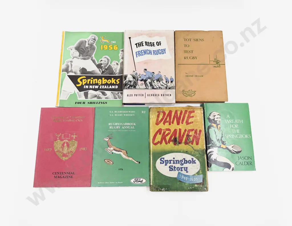 Seven Vintage Volumes Relating to Rugby Image 1++