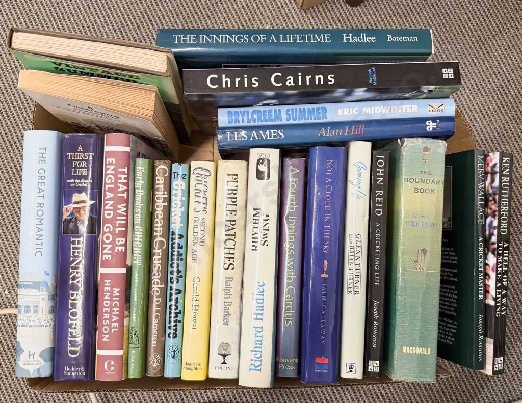 Box of Assorted Books - Cricket Interest Image 1++