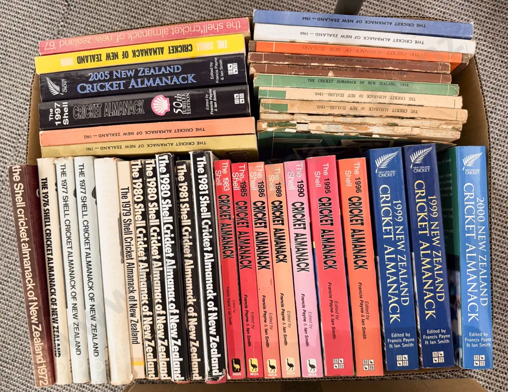 Box of Assorted Cricket Almanacs Image 1++