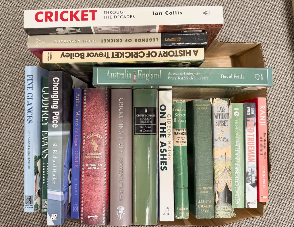 Box of Assorted Books - Cricket Interest Image 1++