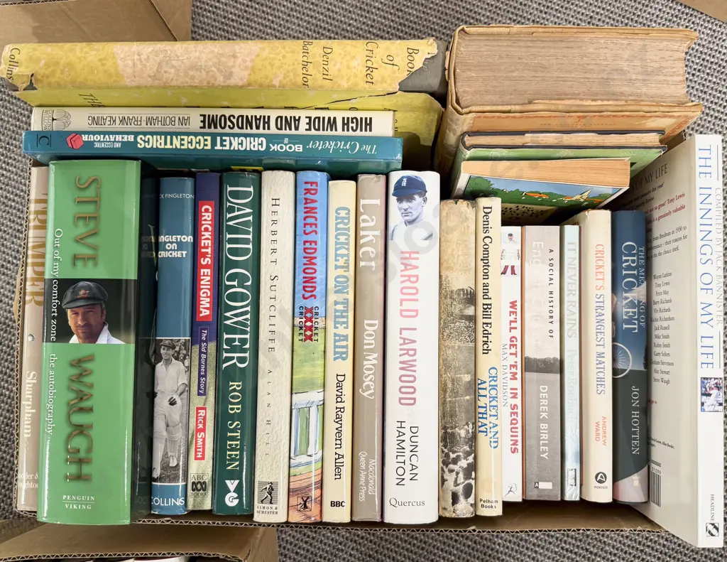 Box of Assorted Books - Cricket Interest Image 1++