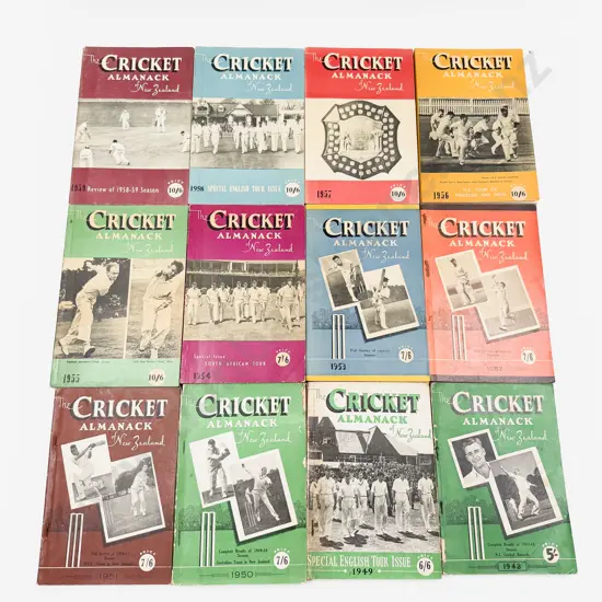 Twelve Editions of the Cricket Amanack of NZ Mainly 1940's & 1950's