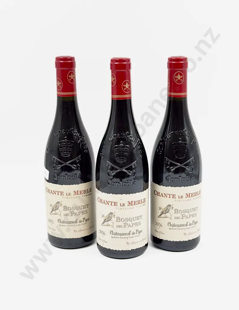 3 Bottles French 2016 Chante Le Merle Bosquet des Papes Châteauneuf-du-Pape Image 1++