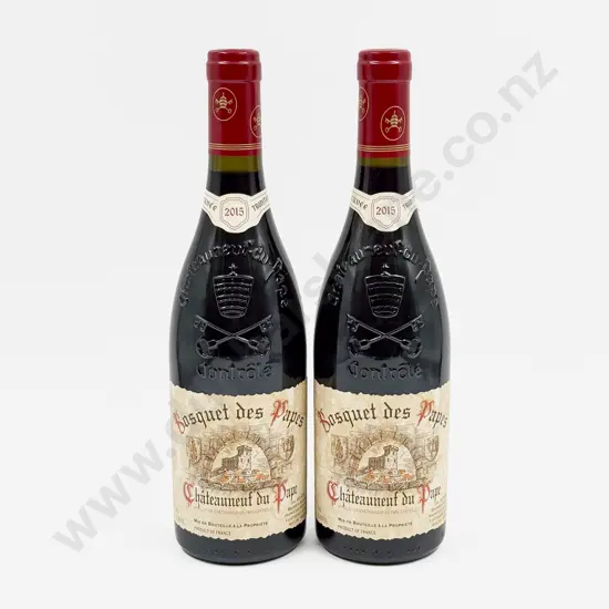 2 Bottles French 2015 Bosquet des Papes Châteauneuf-du-Pape