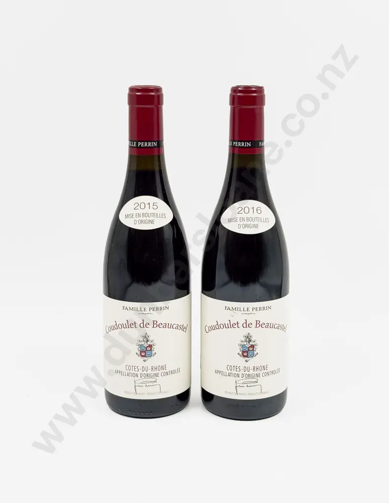 2 Bottles French 2016 Famille Perrin Coudoulet de Beaucastel Cotes-du-Rhone Image 1++
