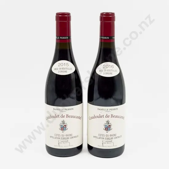 2 Bottles French 2016 Famille Perrin Coudoulet de Beaucastel Cotes-du-Rhone