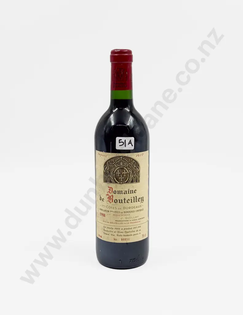 1 Bottle French 1988 Domaine de Bouteilley Côtes de Bordeaux Image 1++