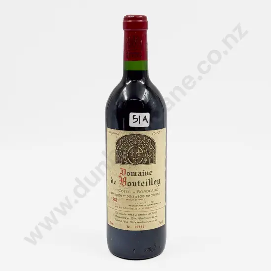 1 Bottle French 1988 Domaine de Bouteilley Côtes de Bordeaux