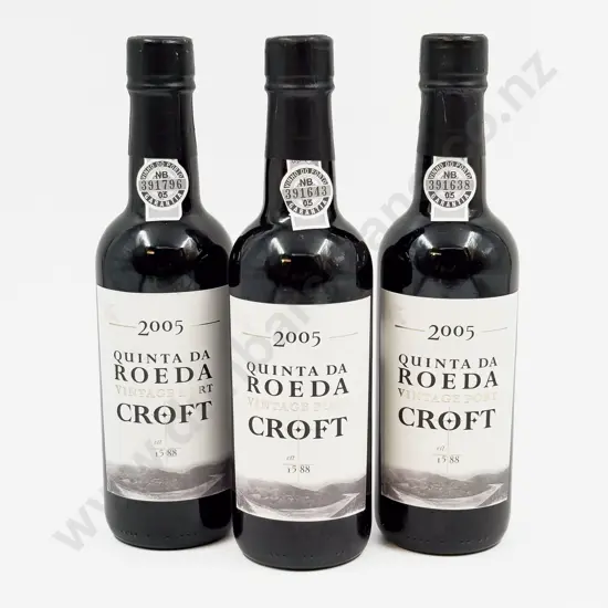 3 Bottles Portuguese 2005 Qunta Da Roeda Croft Vintage Port 375ml