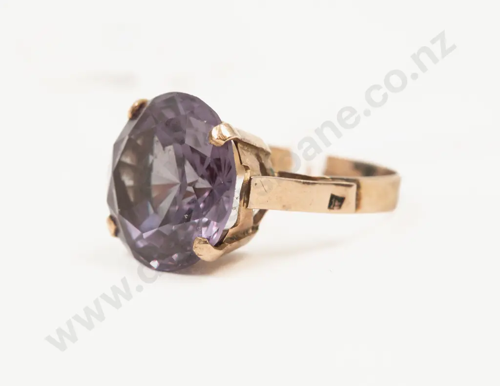 14ct Single Stone Amethyst Dress Ring Image 1++