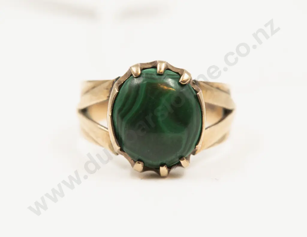 9ct Single Stone Malachite Ring Image 1++