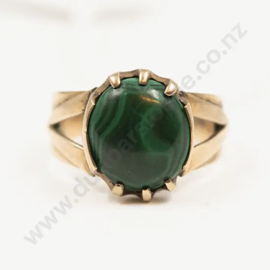 9ct Single Stone Malachite Ring