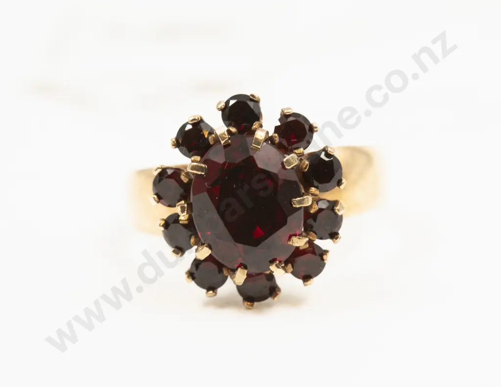 9ct Eleven Stone Garnet Cluster Ring Image 1++