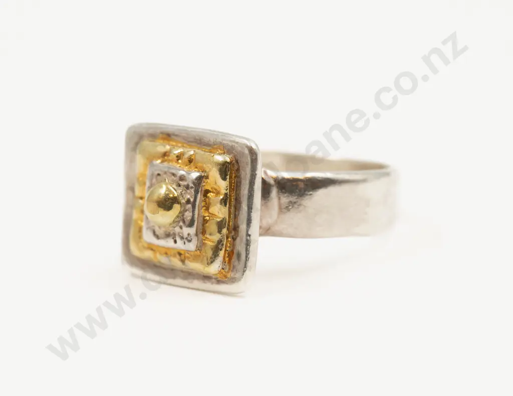 14ct and S/S Fancy Square Design Ring Image 1++