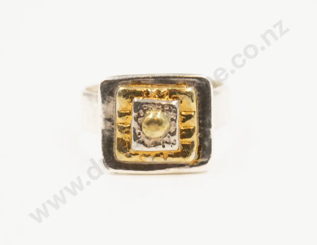14ct and S/S Fancy Square Design Ring Image 1++