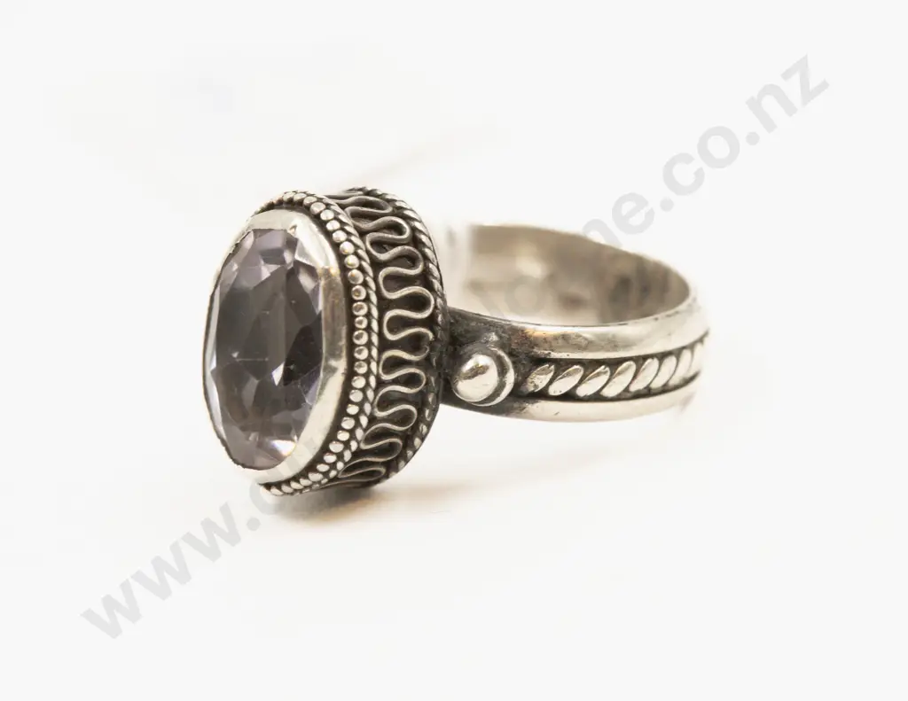 S/S Single Stone Clear Quartz Dress Ring Image 1++