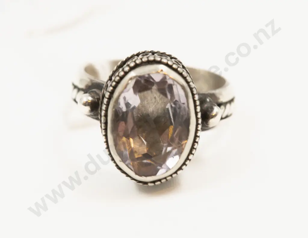 S/S Single Stone Clear Quartz Dress Ring Image 1++