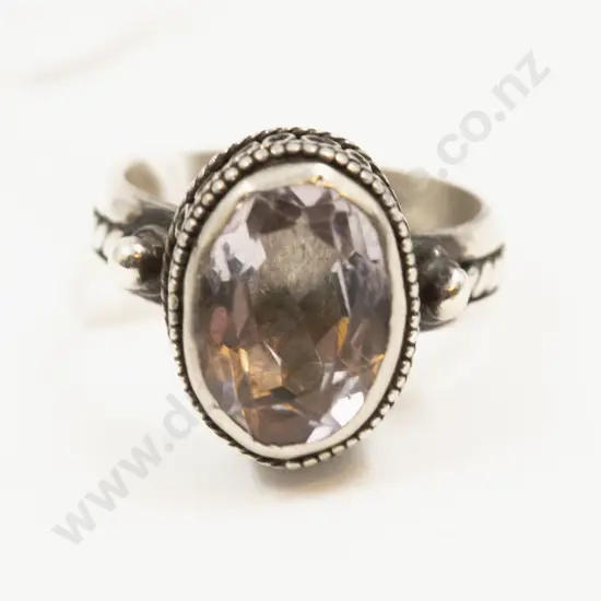 S/S Single Stone Clear Quartz Dress Ring