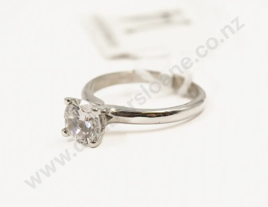 S/S Cubic Zirconia Solitaire Ring Image 1++