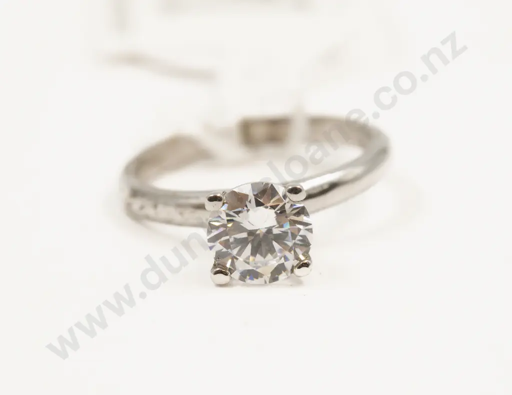 S/S Cubic Zirconia Solitaire Ring Image 1++